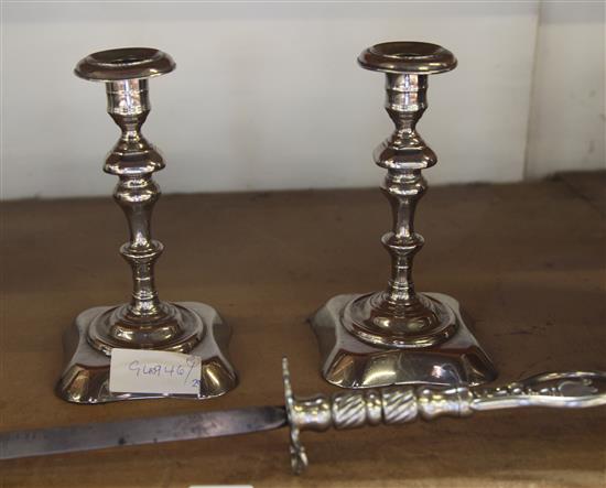 Pair 18th Century candlesticks & Pacton steel